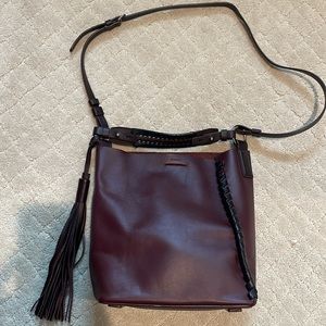 Dark purple leather side bag from All Saints